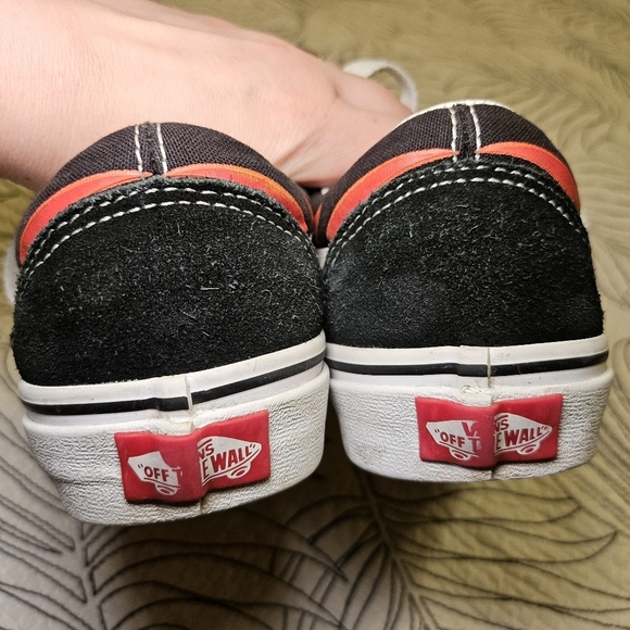 VGUC VANS Old Skool Flames Boys 4 Black Orange - Picture 9 of 14
